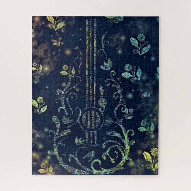 Fleurs Guitare Art Puzzle - Musique romantique (Vertical)