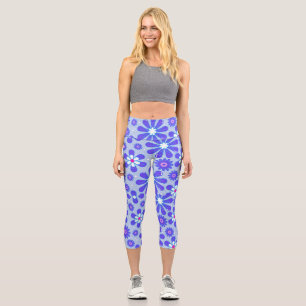 Fleurs hippies branchées Thème Capri Leggings