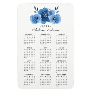 Fleurs Indigo   Magnet Calendrier personnalisé 201