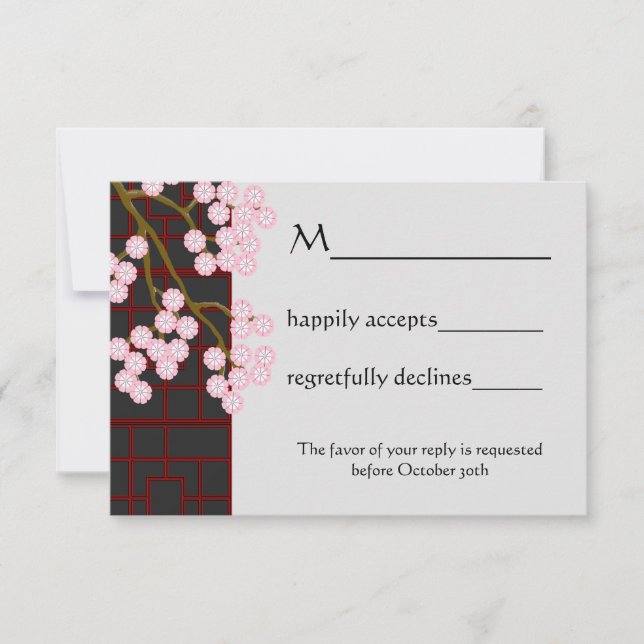 Fleurs japonaises et carte écran RSVP (Devant)