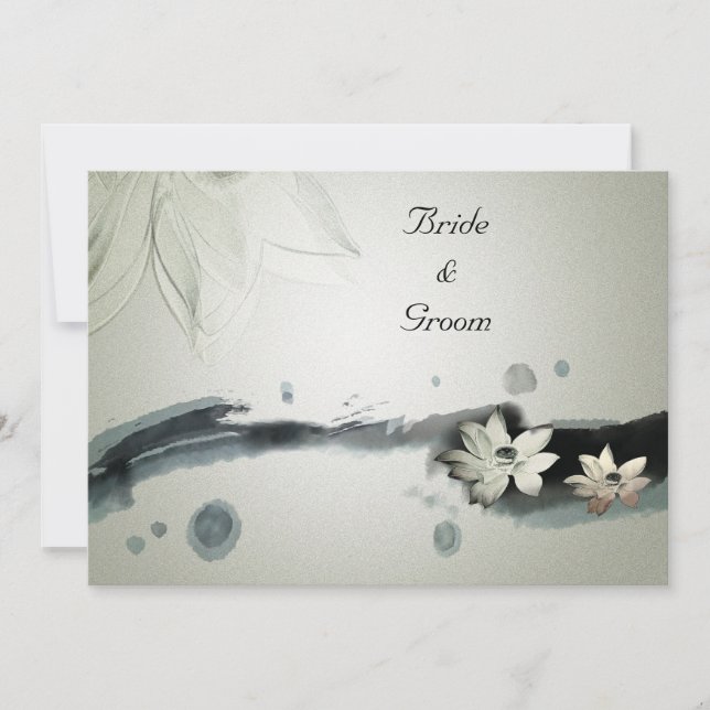 Fleurs japonaises Faire-part de mariage (Devant)