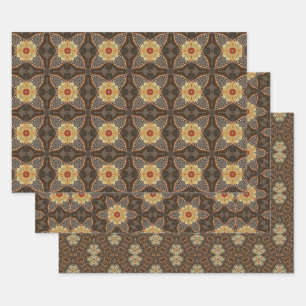 Fleurs Jaune Marron Papier pack 13