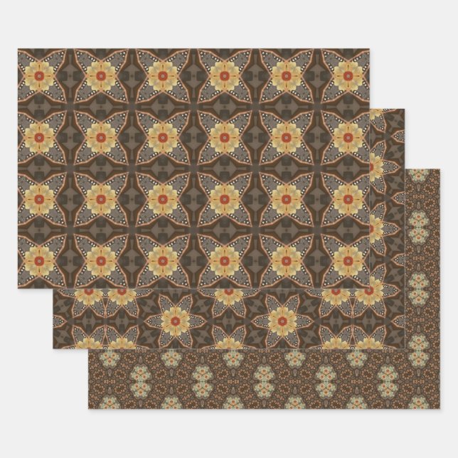 Fleurs Jaune Marron Papier pack 13 (Lot)