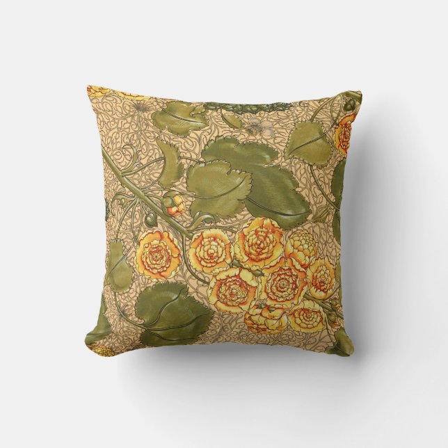 Fleurs Jaunes Antique Jaune Lance Oreiller (Recto)
