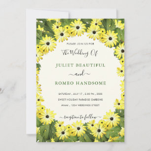 Fleurs Jaunes Encadrent Votre Invitation de Mariag