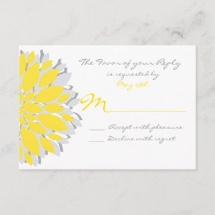 Fleurs Jaunes et Gris simples Cartes RSVP de maria