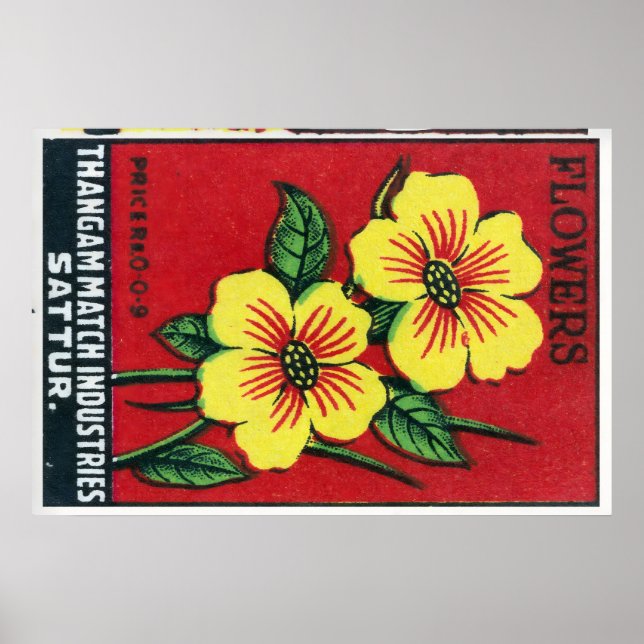 Fleurs Jaunes - Impression de Boîte d'Allumettes - (Devant)