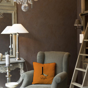 Fleurs jaunes Lettre vintage Lève oreiller