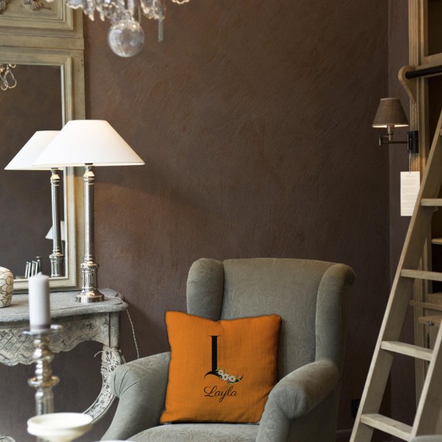 Fleurs jaunes Lettre vintage Lève oreiller (Créateur téléchargé)