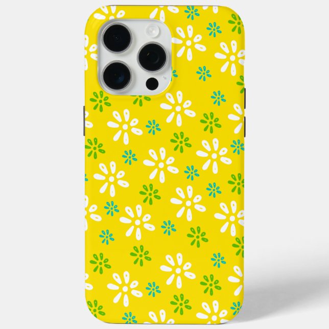 Fleurs Jaunes Motif iPhone 15 Pro Max Coque (Verso)