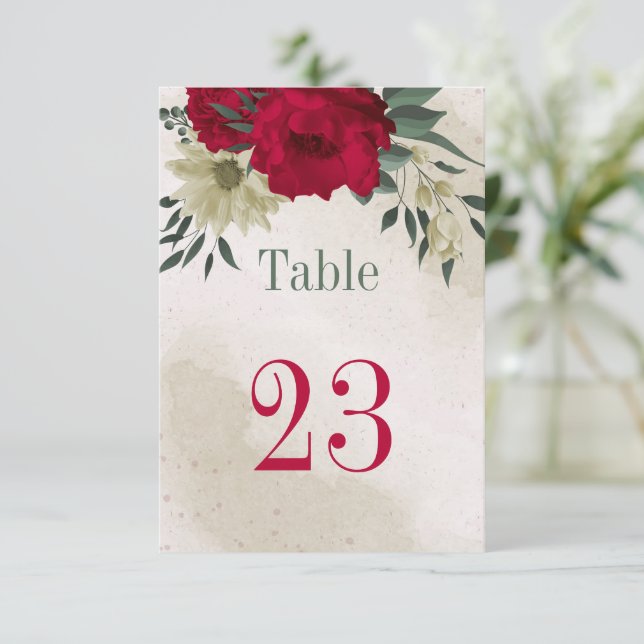 fleurs jaunes pâles rouges numéro de table botaniq (Debout devant)