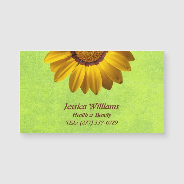 Fleurs jaunes sur Monogramme vert Abstrait (Devant)