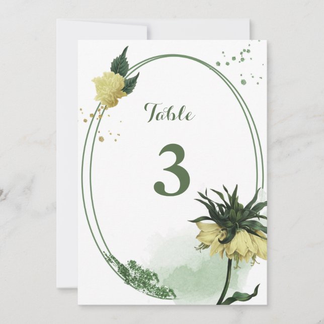 fleurs jaunes verdure numéro de table géométrique (Devant)