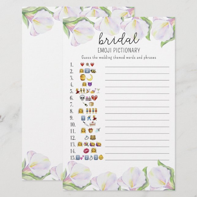 Fleurs - jeu de pictionary emoji pour baby shower  (Devant / Derrière)