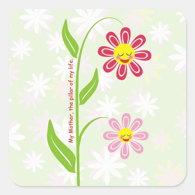 Fleurs joyeuses sticker personnalisé Fête des Mère (Devant)