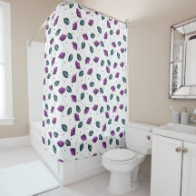 Fleurs Lilac Sur Un Rideau Bg Douche Blanc