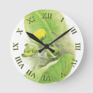 Fleurs lis Dessin au crayon Horloge murale en acry