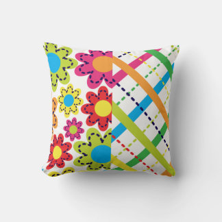 Fleurs lumineuses et Coussin MOJO américain plaid
