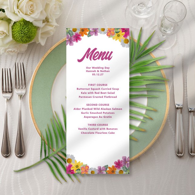 Fleurs lumineuses Mariage tropical Mariage de menu (Créateur téléchargé)