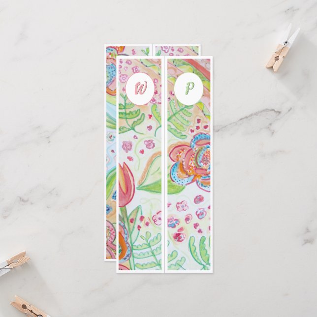 Fleurs lunaires monogrammes Deux Signets (Devant/Arrière en situation)