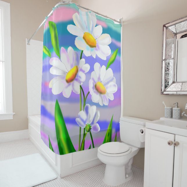 Fleurs marguerites Douche Rideau (En situation)