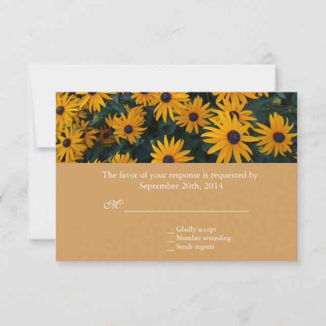 Fleurs marguerites jaune vif mariage RSVP (Devant)