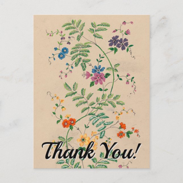 Fleurs + "Merci !" Carte postale (Devant)