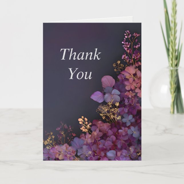 Fleurs mixtes sur Carte de remerciements noire (Devant)