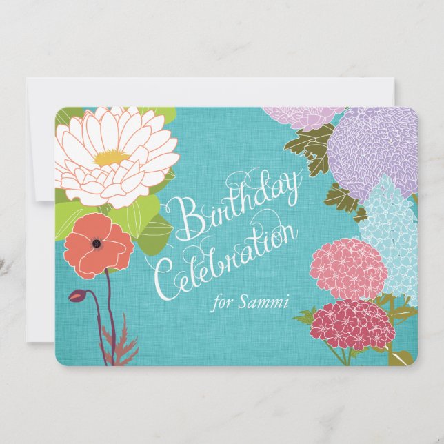 Fleurs mixtes sur le Invitation d'anniversaire du  (Devant)