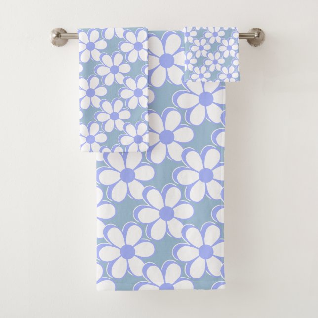 Fleurs modernes bleu clair et blanc (En situation)