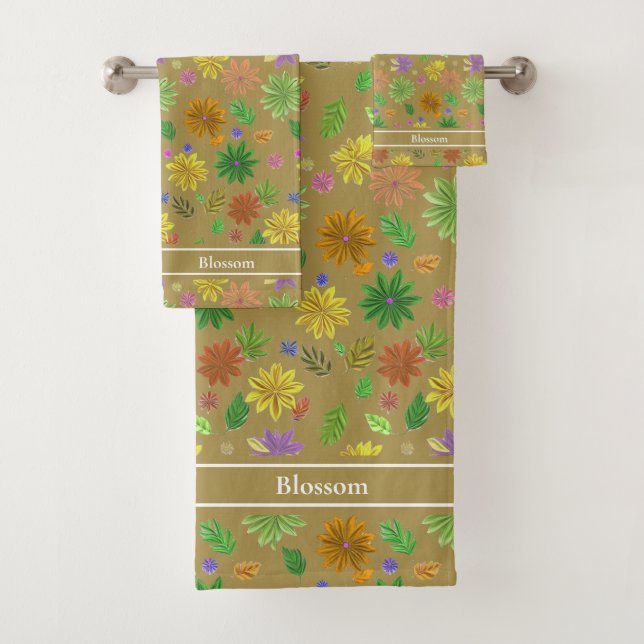 Fleurs Modernes Chic et Calligraphie sur Beige Cha (En situation)