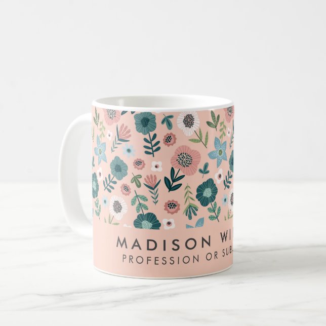 Fleurs modernes minimes café Mug (Devant gauche)