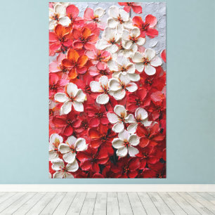 Fleurs multicolores en impasto sur toile