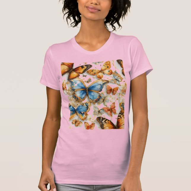 Fleurs multicolores en papillons t-shirt femme (Devant)