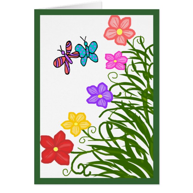 Fleurs N Papillons carte blanche (Devant)