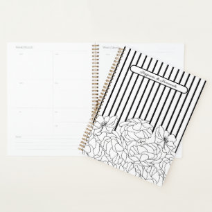 Fleurs noires et blanches avec bandes