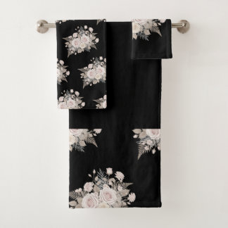 Fleurs noires et roses salle de bain moderne décor