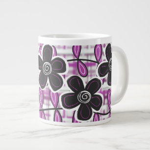 Fleurs noires et violettes Jumbo Mug