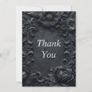 Fleurs noires sur Carte de remerciements Arrière -