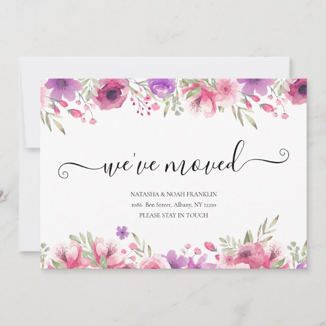 Fleurs Nous Avons Déménagé Script Nouvelle Adresse (Devant)