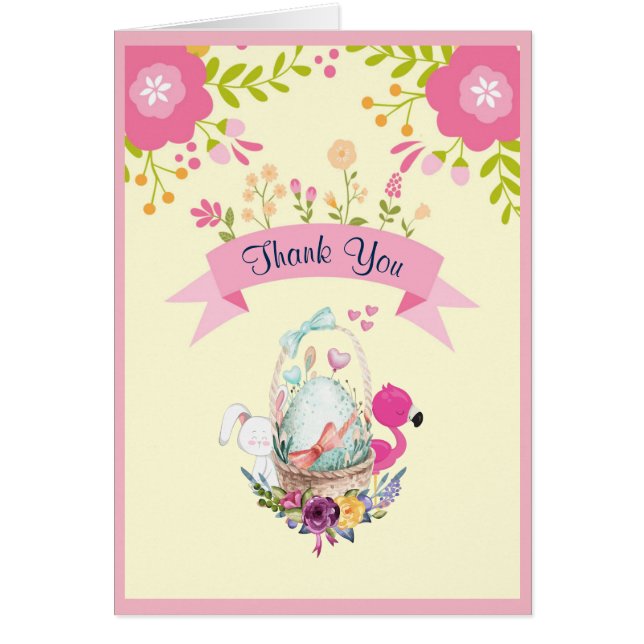 Fleurs, Oeuf, Flamant rose & Douche lapin Merci (Devant)