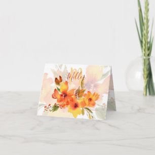 Fleurs orange aquarelle automne personnalisées 