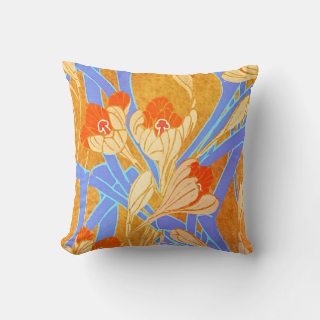 Fleurs orange Art déco de Seguy - Coussin (Recto)