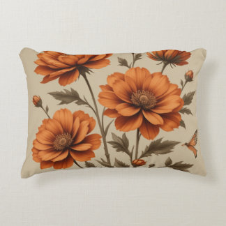 Fleurs orange brûlées 3d sur coussin arrière - pla