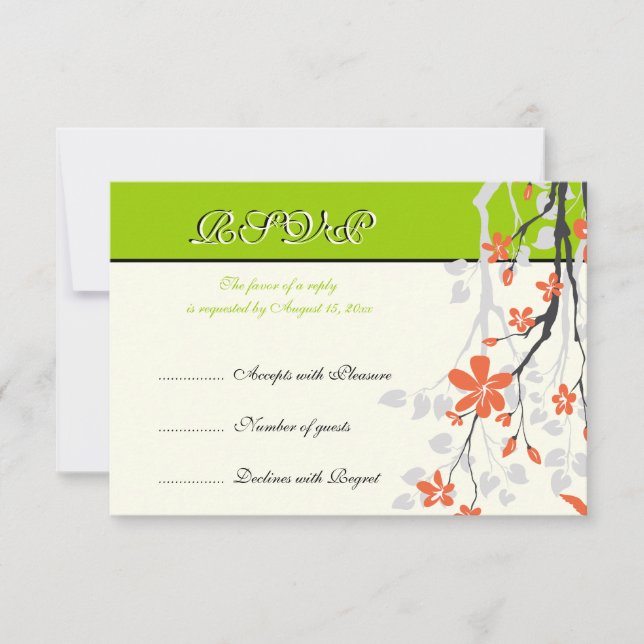 Fleurs orange citron vert mariage carte RSVP (Devant)