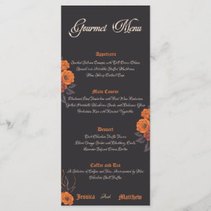 Fleurs orange élégant menu gastronomique simple