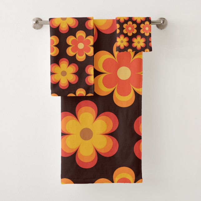 Fleurs orange et jaune Groovy Retro 70s  (En situation)