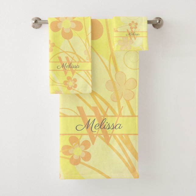 Fleurs orange jaune Simple mignon Monogramme flora (En situation)