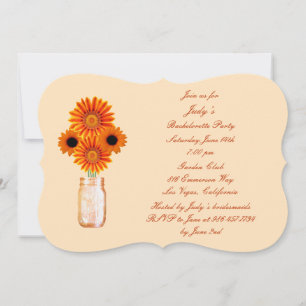 Fleurs orange Mason Jar Invitation du Bachelorette