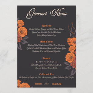 Fleurs orange menu gourmet élégant